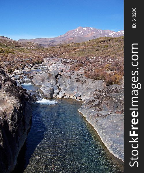 Crystal clean mountain stream and rock pool