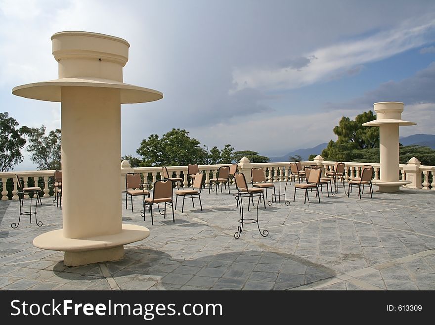 Open air roof top party terrace area
