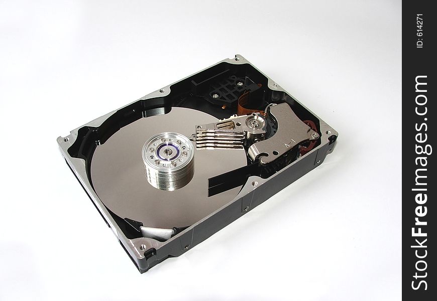 Hard disk on the white background