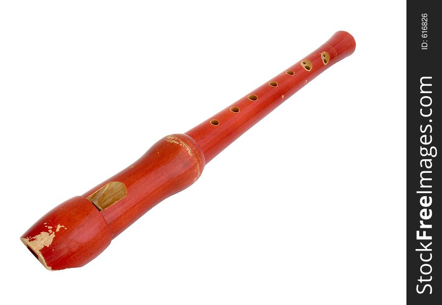 Wooden flute isolated