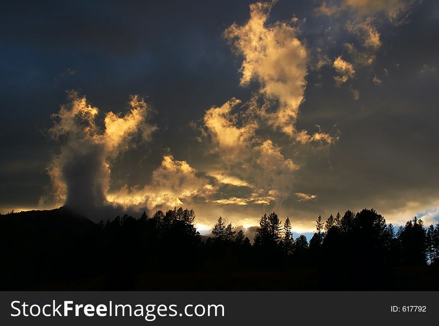 Black and yellow clouds. Altay