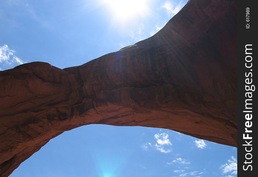 An arch from Arches National Park in Utah. This particular arch is part of the Double Arch formation.