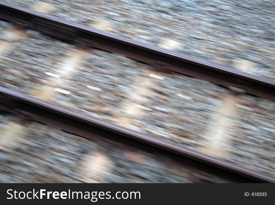 Railway track from a moving train