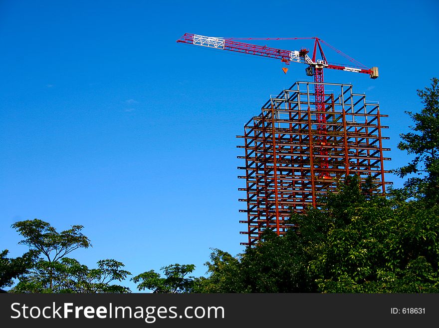 Crane operates in a colorful environment. Crane operates in a colorful environment.