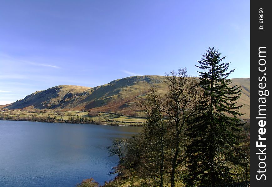 Mountain and lake scene,Ullswater,Lake District,Cumbria