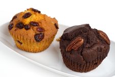 Two Muffins On A Plate Stock Photo Two Muffins On A Plate Stock Photo
