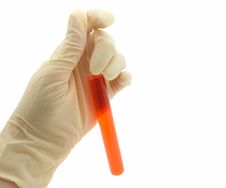 Hand Holding Blood In Test Tube Royalty Free Stock Photos