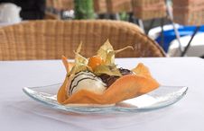 Dessert From Ice-cream, Chocolate And Caramel Royalty Free Stock Photo Dessert From Ice-cream, Chocolate And Caramel Royalty Free Stock Photo