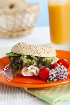 Breakfast Bagel Royalty Free Stock Photography Breakfast Bagel Royalty Free Stock Photography