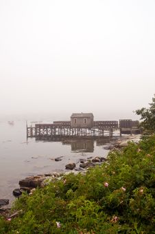 Quaint Fishing Wharf In Fog Royalty Free Stock Images Quaint Fishing Wharf In Fog Royalty Free Stock Images