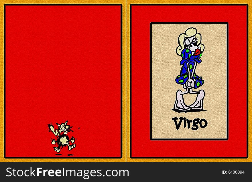 A funny background of virgo zodiac sign card. A funny background of virgo zodiac sign card