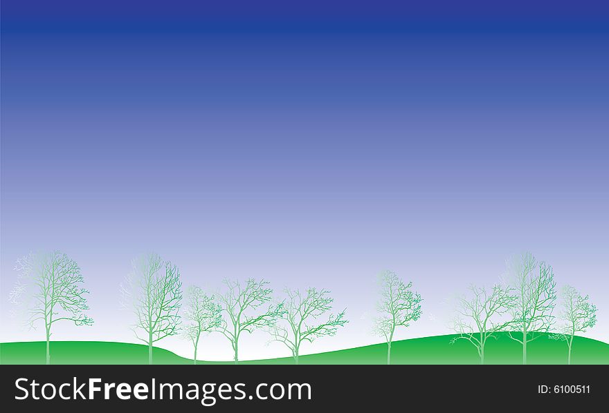 Autumn landscape with trees, vector illustration