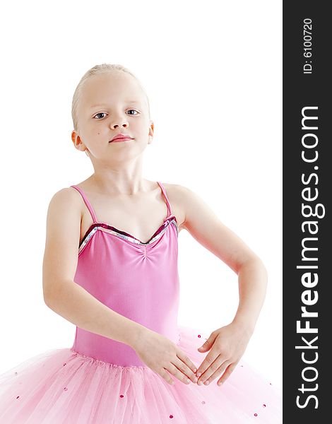 Young ballerina dancer over a white background