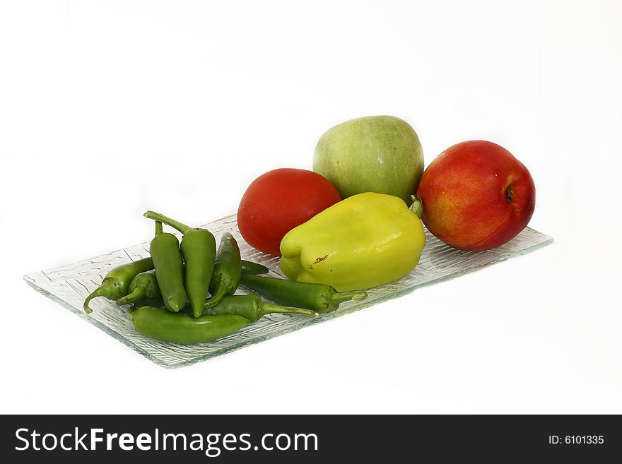 Fruit and vegetable isolated on the white background