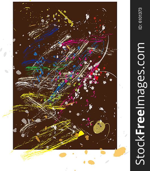 Colorful  ink splats on brown background. Colorful  ink splats on brown background