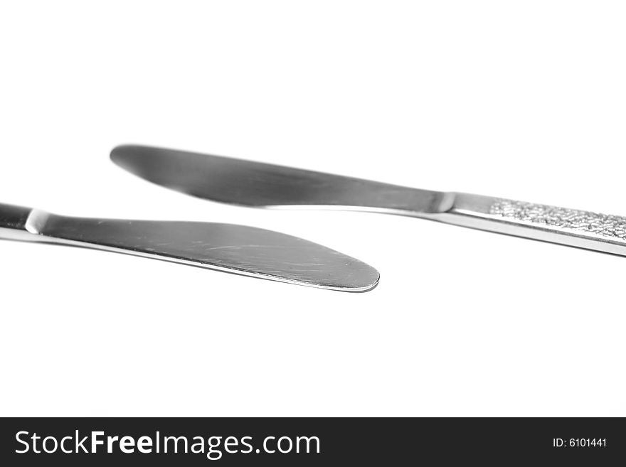 Detail of knifes isolated on the white background