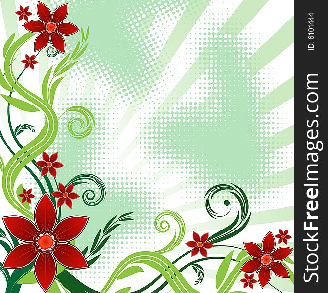The floral background, vector illustration. The floral background, vector illustration
