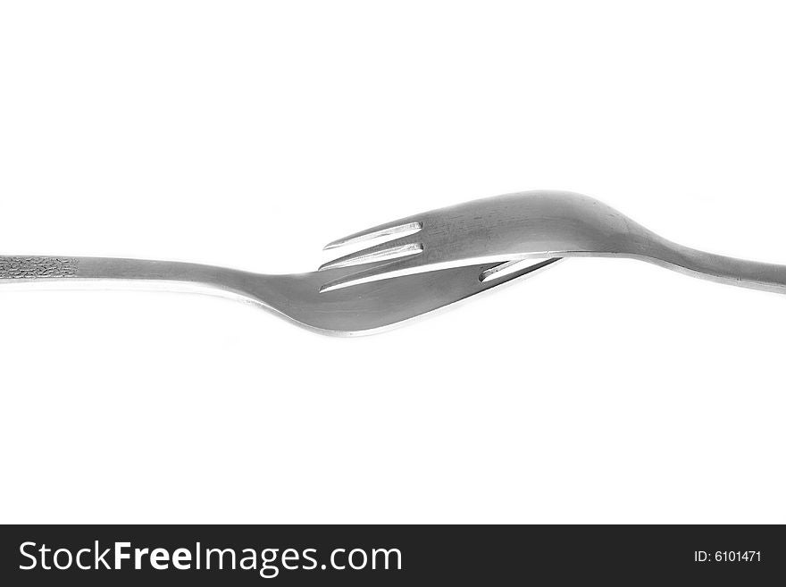 Detail of forks isolated on the white background