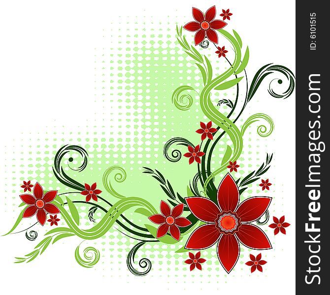 The floral background, vector illustration. The floral background, vector illustration