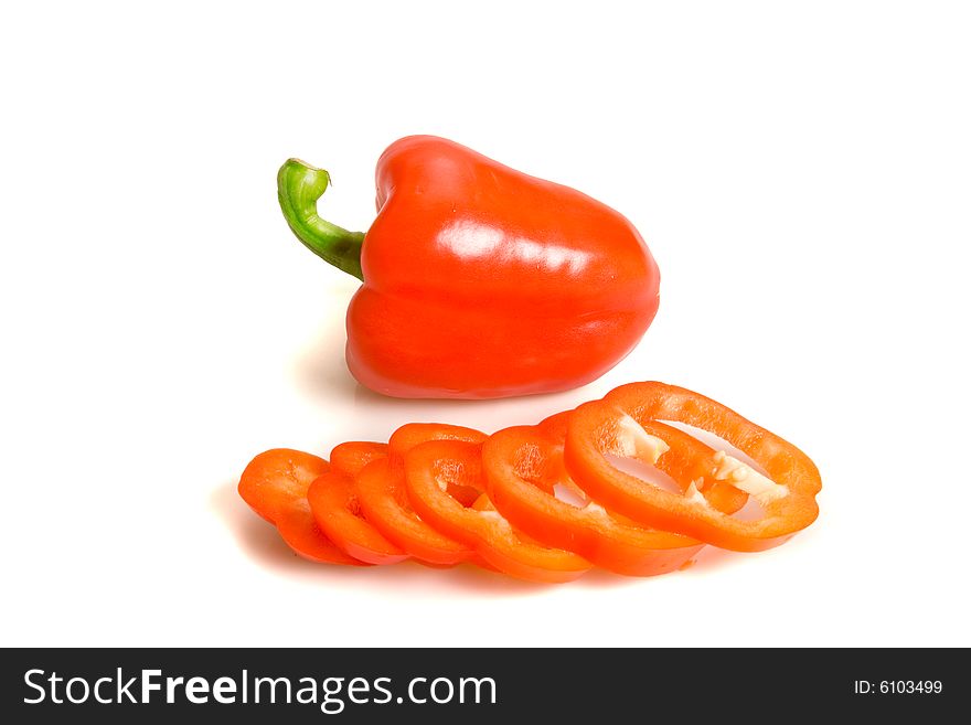 One full sweet pepper and cut pepper