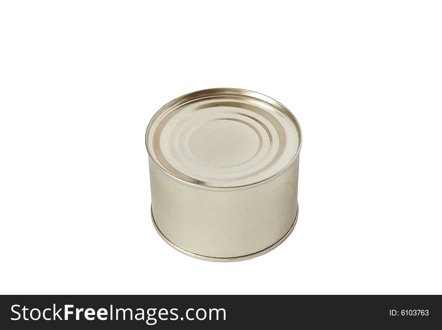 Isolated round closed tin on white background