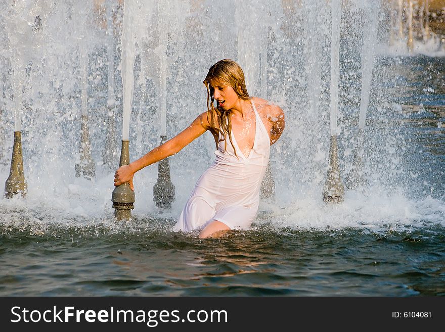 In a fountain