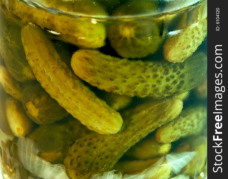 Salty cucumbers in a bank. Salty cucumbers in a bank