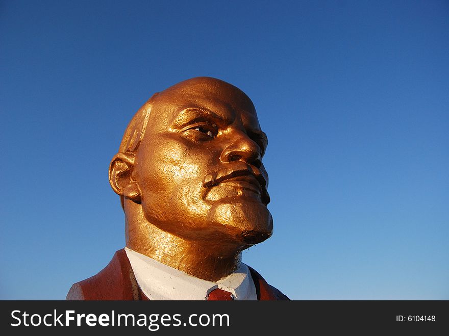 Golden statue of Vladimir Lenin. Golden statue of Vladimir Lenin