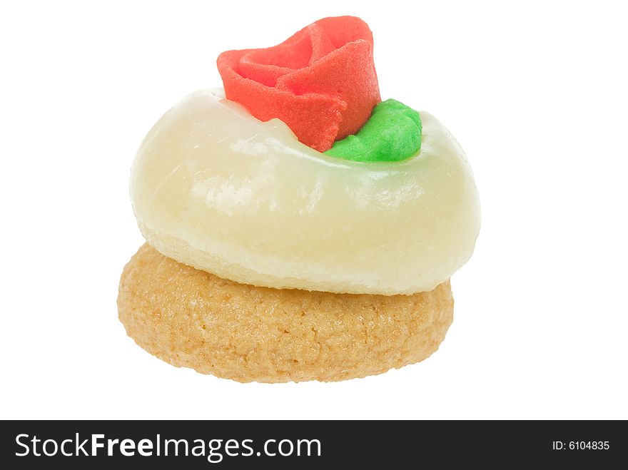 Delicious petit four isolated on a white background