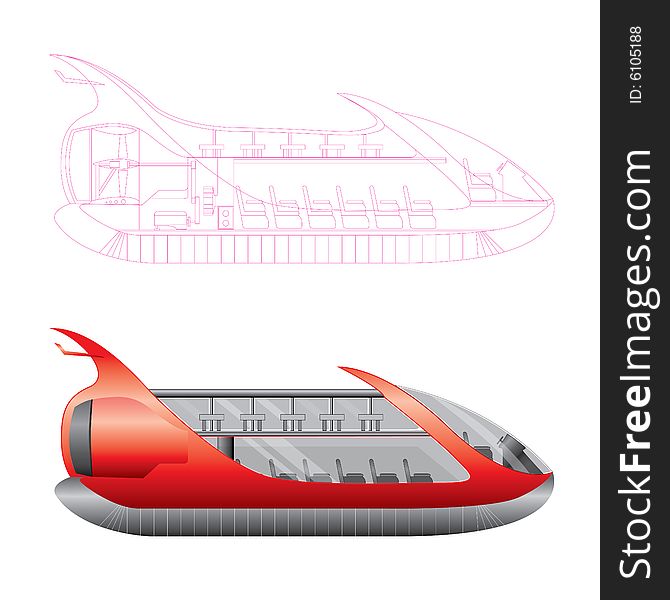 hydrofoil ship with industrial design. hydrofoil ship with industrial design