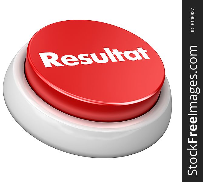 3d image of button resultat. White background.