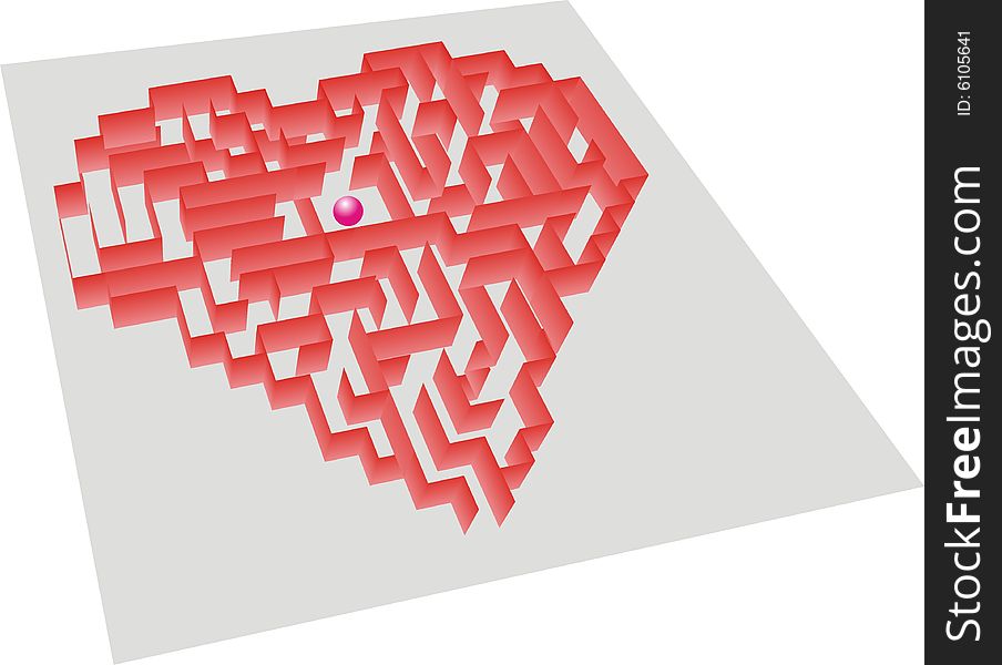 A heart-shaped red maze. A heart-shaped red maze