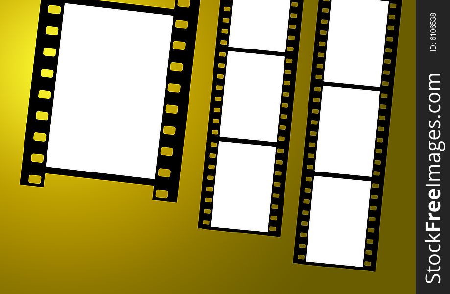 Cute film frames in golden gradient background. Cute film frames in golden gradient background