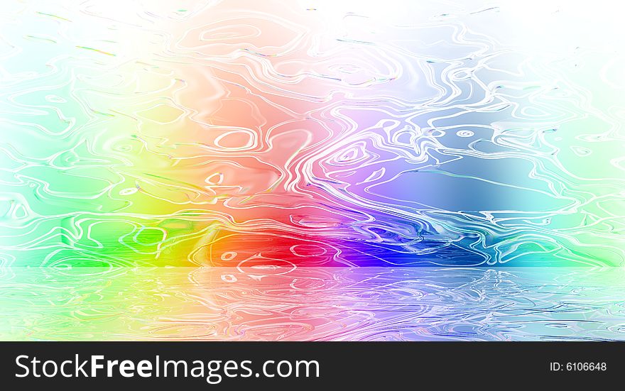 An illustration of a white wall and flow colored in the pattern of the rainbow in dim lighting. An illustration of a white wall and flow colored in the pattern of the rainbow in dim lighting.