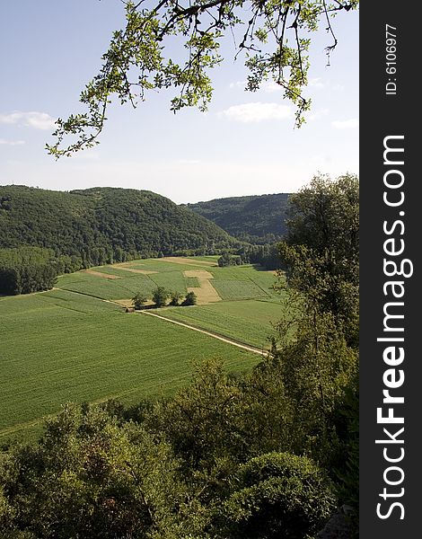 View over the fields of the Dordogne countryside. View over the fields of the Dordogne countryside