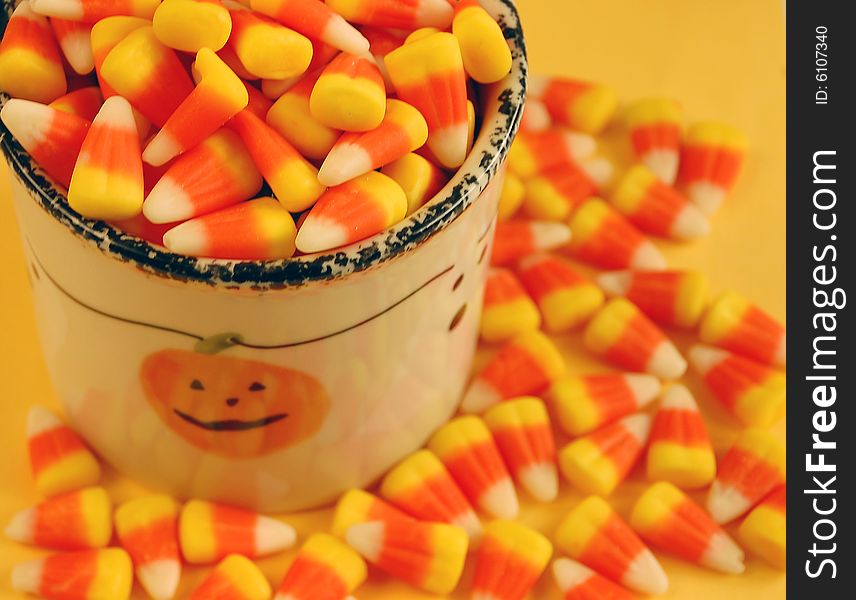 Halloween jar full of candy corn. Halloween jar full of candy corn