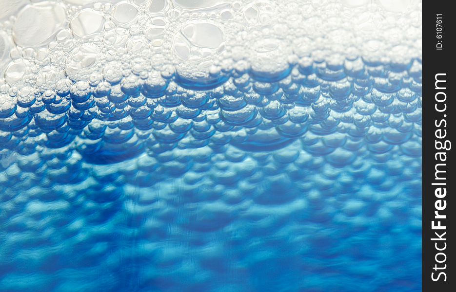 Macro of blue water bubbles. Macro of blue water bubbles