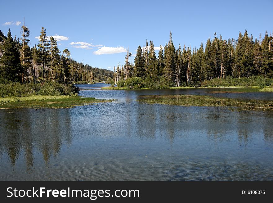 View of lake  in california mountains. View of lake  in california mountains