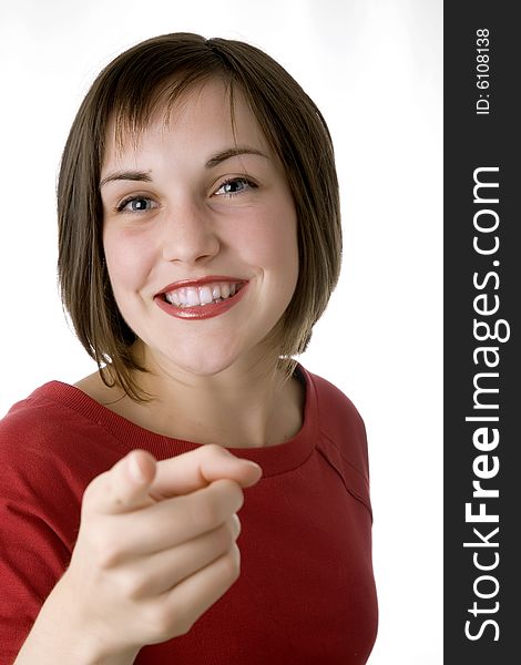 Smiling Teenager with red shirt