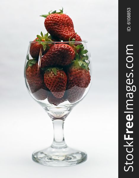 Strawberries in a crystal goblet. Strawberries in a crystal goblet