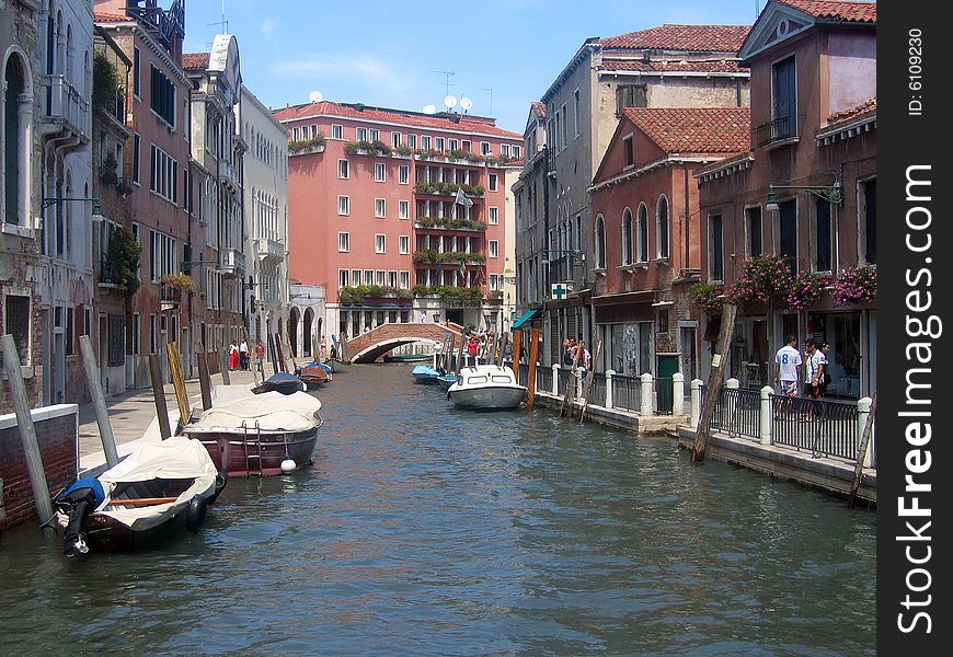 Smaller canal in Venice, Italy. Smaller canal in Venice, Italy