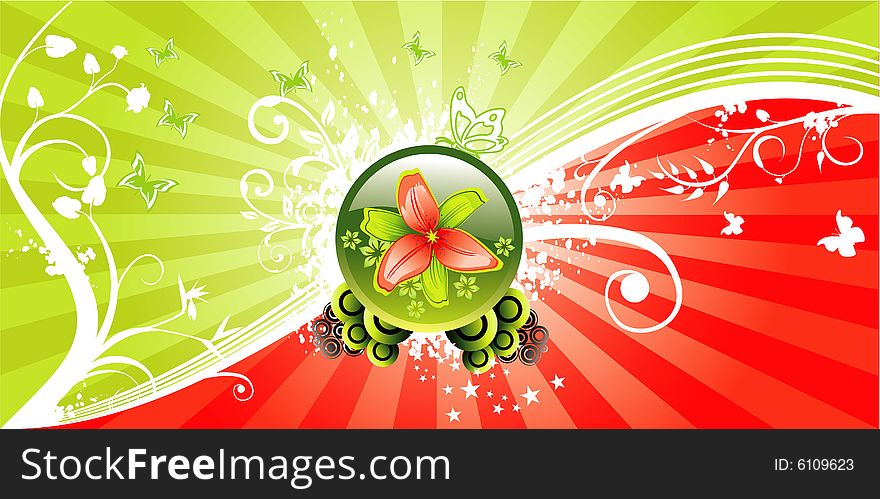Vector flowers and plants illustration composition. Vector flowers and plants illustration composition