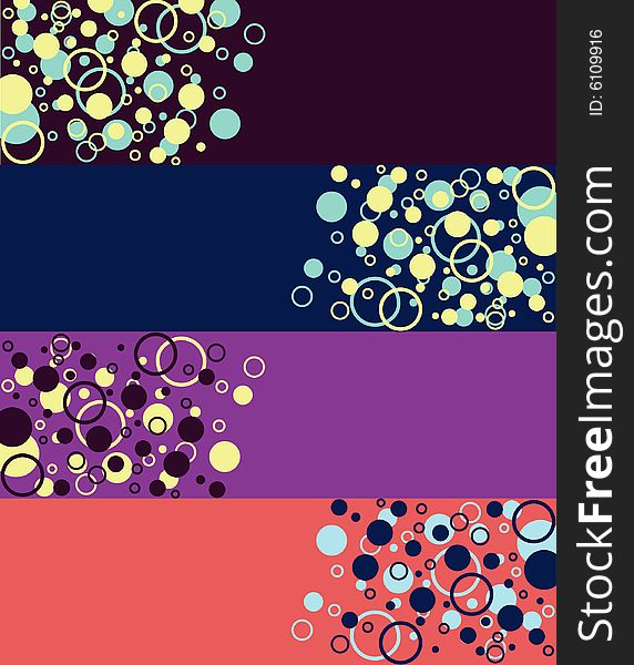 Set of Four Banners with Bubble Designs. Set of Four Banners with Bubble Designs