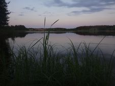 The Late Evening Sunset Over The Lake Royalty Free Stock Image