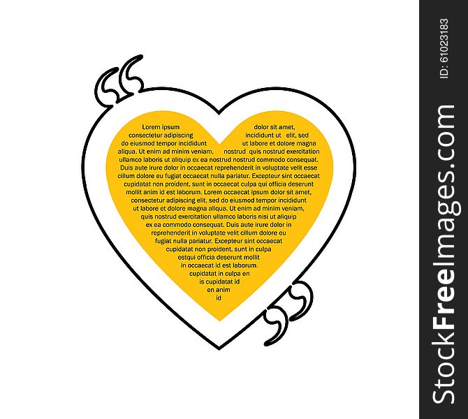 Quote text heart shaped bubble vector graphic design using black line. also represents love chat box, message dialogue box, interaction, etc