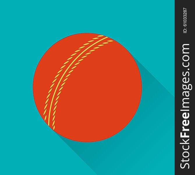 Cricket ball flat icon. Colored flat image with long shadow on green background. Cricket game equipment, flat icons composition. Professional sport theme. Unique, modern style. Vector concept. Cricket ball flat icon. Colored flat image with long shadow on green background. Cricket game equipment, flat icons composition. Professional sport theme. Unique, modern style. Vector concept.
