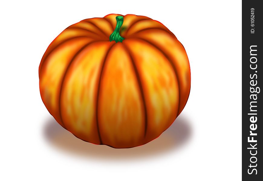 Fresh big orange pumpkin, digital illustration background. Fresh big orange pumpkin, digital illustration background.