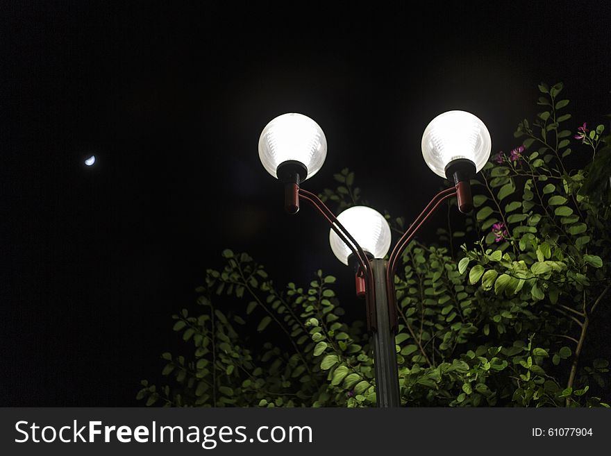 A street lamp at night.