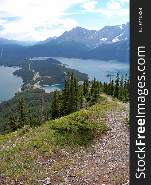 Hiking trail on mountain indefatigable, kananaskis, alberta, canada. Hiking trail on mountain indefatigable, kananaskis, alberta, canada