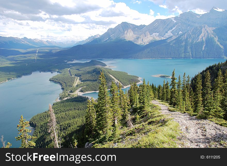 Hiking trail on mountain indefatigable, kananaskis, alberta, canada. Hiking trail on mountain indefatigable, kananaskis, alberta, canada